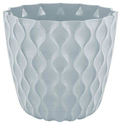 Горшок для цветов InGreen Wave с дренажной сеткой и съемным поддоном 0,65л, D115мм, Утренний туман